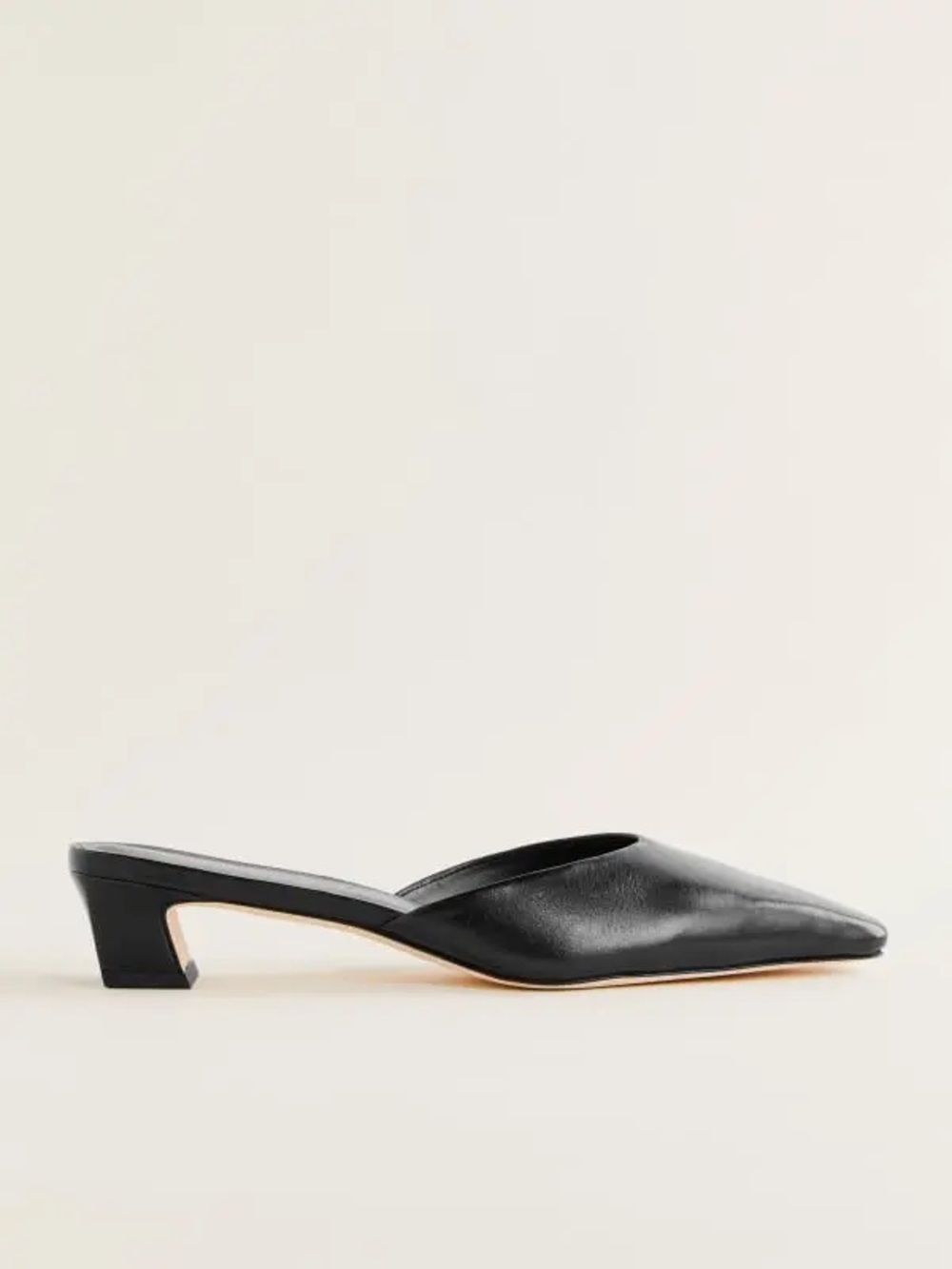 Reformation Heather Square Toe Block Heeled Minimalist Mule Black Size 5.5